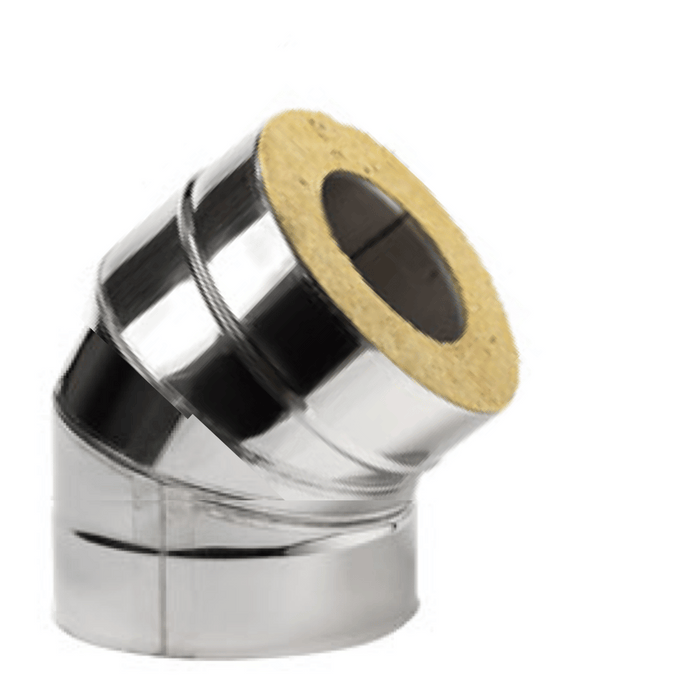 HUUM Double-wall, Insulated Sauna Stove Chimney 45 degree Elbow Stainless Steel - HK003-01