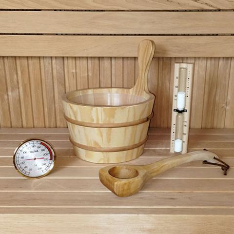 SaunaLife Spa Set 1 Bucket, Ladle, Timer and Thermometer - ACCPKG-1