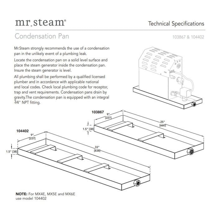 Mr. Steam Max Condensation Pan for MAX Series Generators 104402