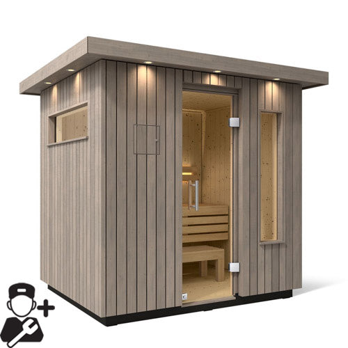 Kohler C2 Outdoor Sauna Kit - 3 Person - Weathered Grey Spruce