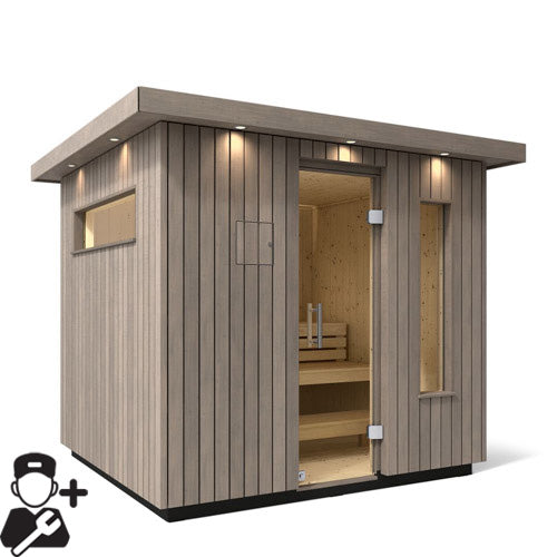 Kohler C2 Outdoor Sauna Kit - 5 Person - Weathered Grey Spruce
