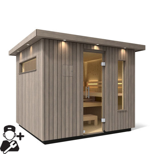 Kohler C2 Outdoor Sauna Kit - 6 Person - Weathered Grey Spruce