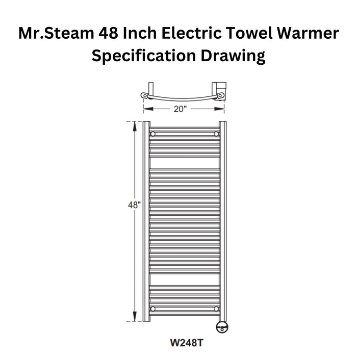 Mr. Steam 48 Inches Electric Towel Warmer with Digital Timer, Broadway Collection - W248T - W248TPC