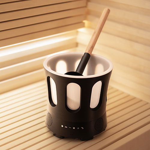 SaunaLife SaunaZone - Bluetooth Speaker, Sauna Bucket, with Lights