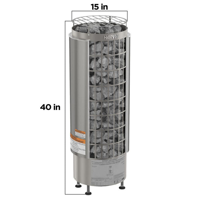 Harvia Cilindro Half Series Electric Heater Package w/ Digital Controller and Wifi and Stones PC60E/PC80E/PC90E/PC110E