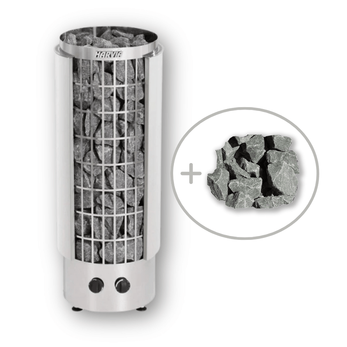 Harvia Cilindro Half Series Electric Heater w/ Built-In Controller and Stones HPCSU6U1HB