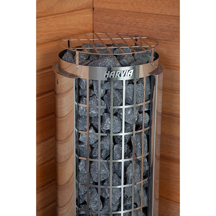 Harvia Cilindro Half Series Electric Heater w/ Built-In Controller and Stones HPCSU6U1HB