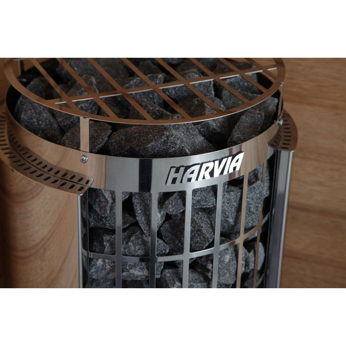 Harvia Cilindro Half Series Electric Heater w/ Built-In Controller and Stones HPCSU6U1HB