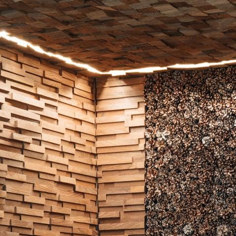 EmotionWood Thermo-Ash, Square 58, Decorative Sauna Wall Panel 310-PNL-SQ58-TASH