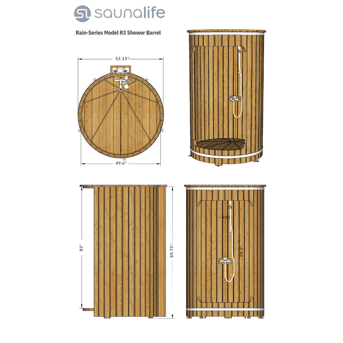 SaunaLife Barrel Shower - Model R3 - SL-MODELR3